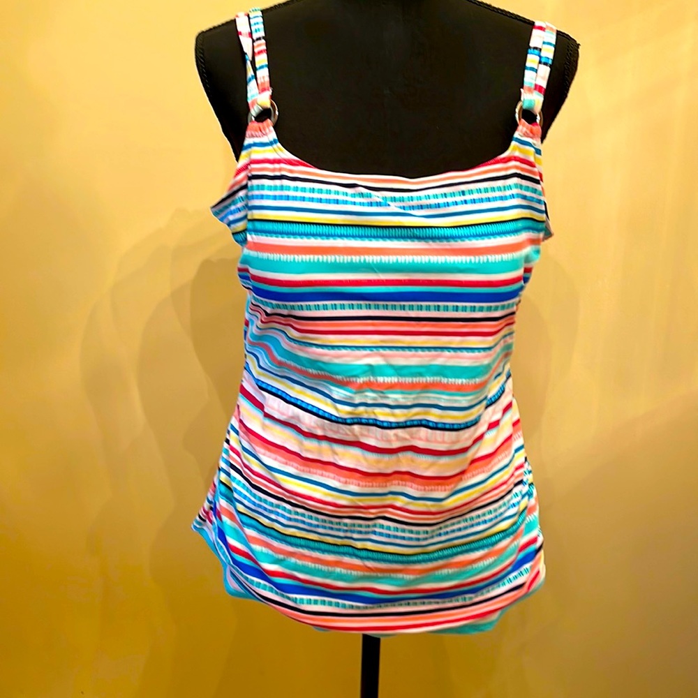 Croft & Barrow multi color stripped tankini in XL.